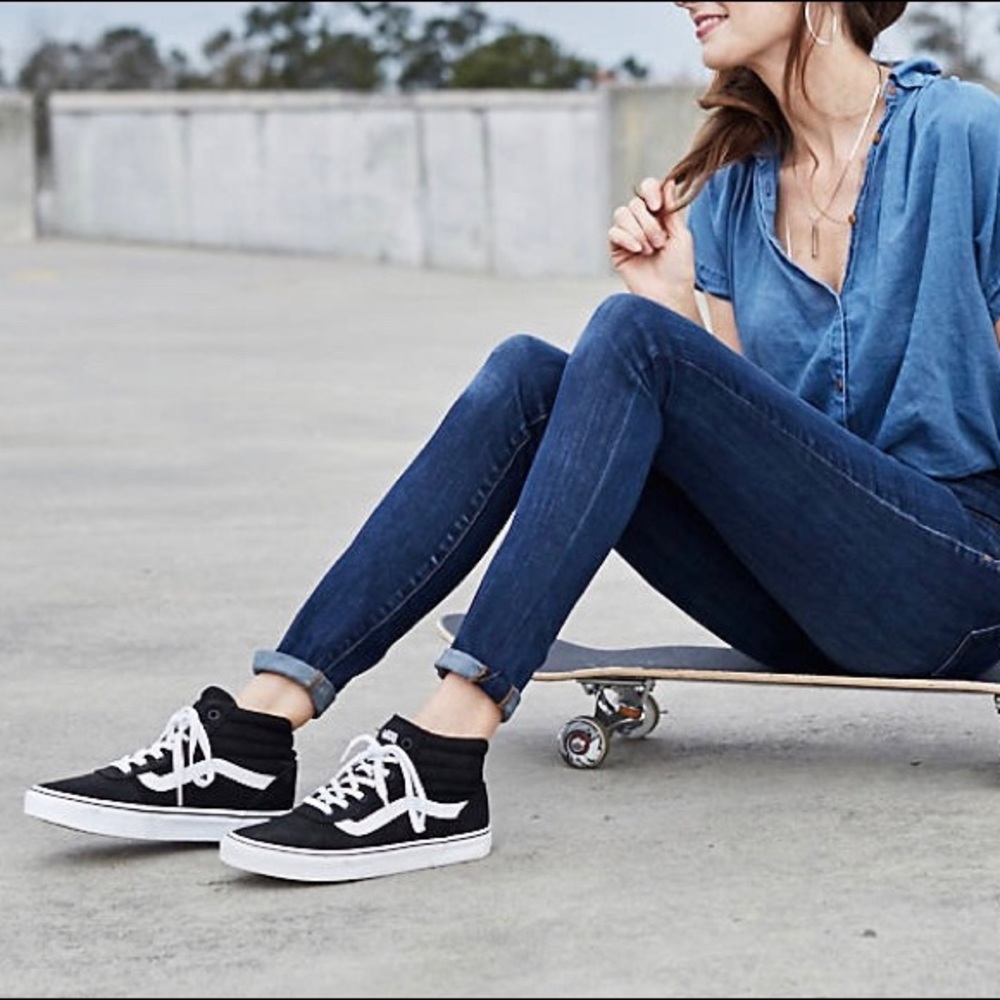 GUC Vans Black and White High-Top Sneakers